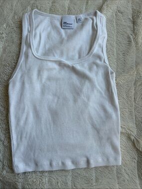 TNA White Ribbed Scoop Neck Tank
